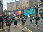 Edinburgh's windy cobblestoned Victoria Street, lined with its colorful shops, is thought to be the inspiration for Diagon Alley, the famed street that sells wizarding supplies in Harry Potter.