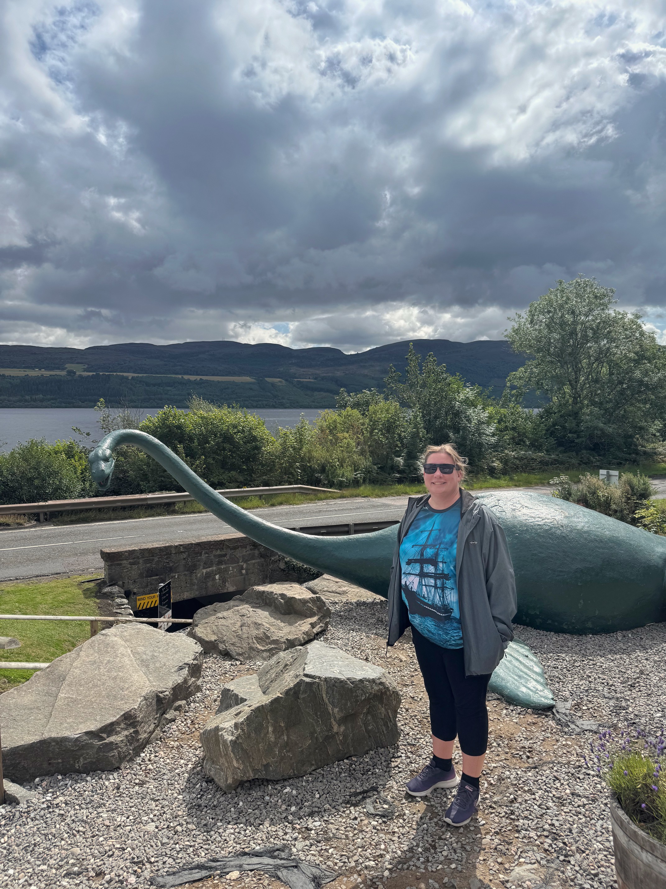 Sarah at Loch Ness with Nessie