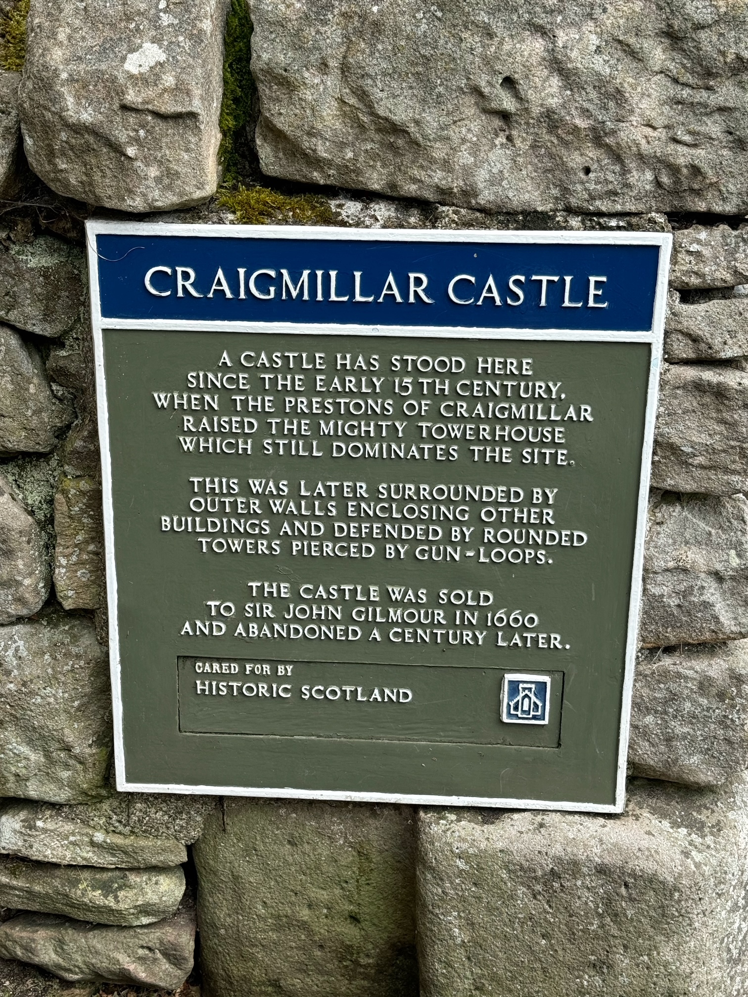 Craigmiller Castle Sign